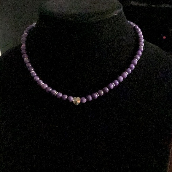 Charoite Stone Beads Necklace/ Choker - Picture 6 of 6